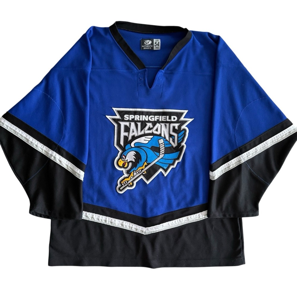Springfield Falcons Hockey Jersey Size 54 AHL Fight Strap Black Missing Lace